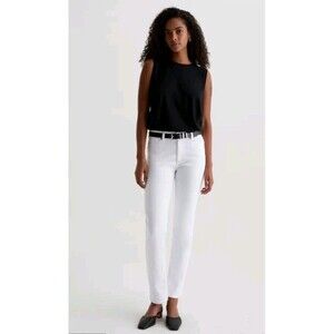 NEW $215 Adriano Goldschmied AG JEANS Mari Straight Leg White Sz 26 (26x28)